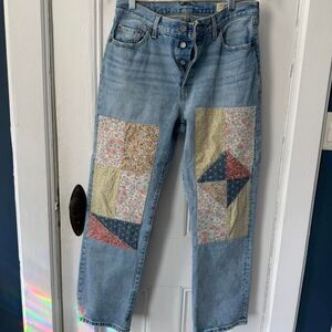 Levi’s Premium Patchwork Straight Jeans Size 29 Boho Festival